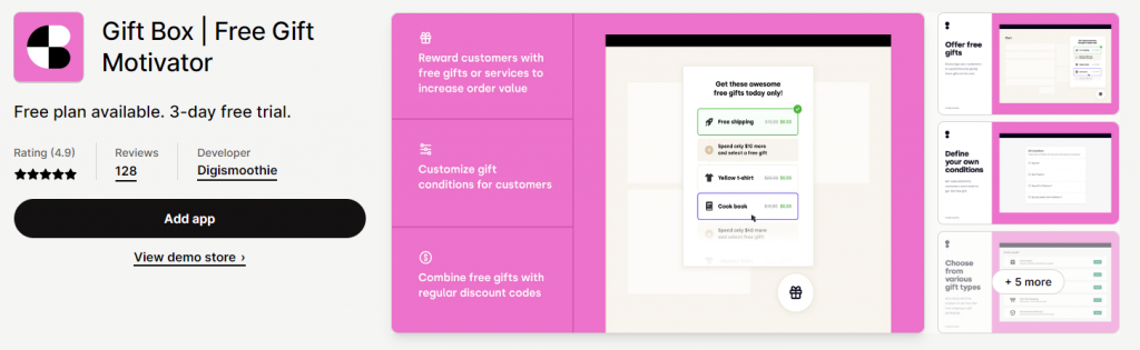 Shopify free gift app Gift Box
