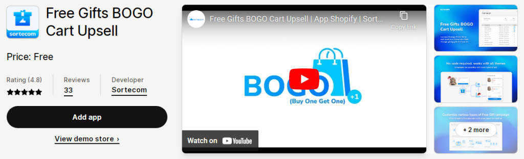 Free Gifts BOGO Cart Upsell