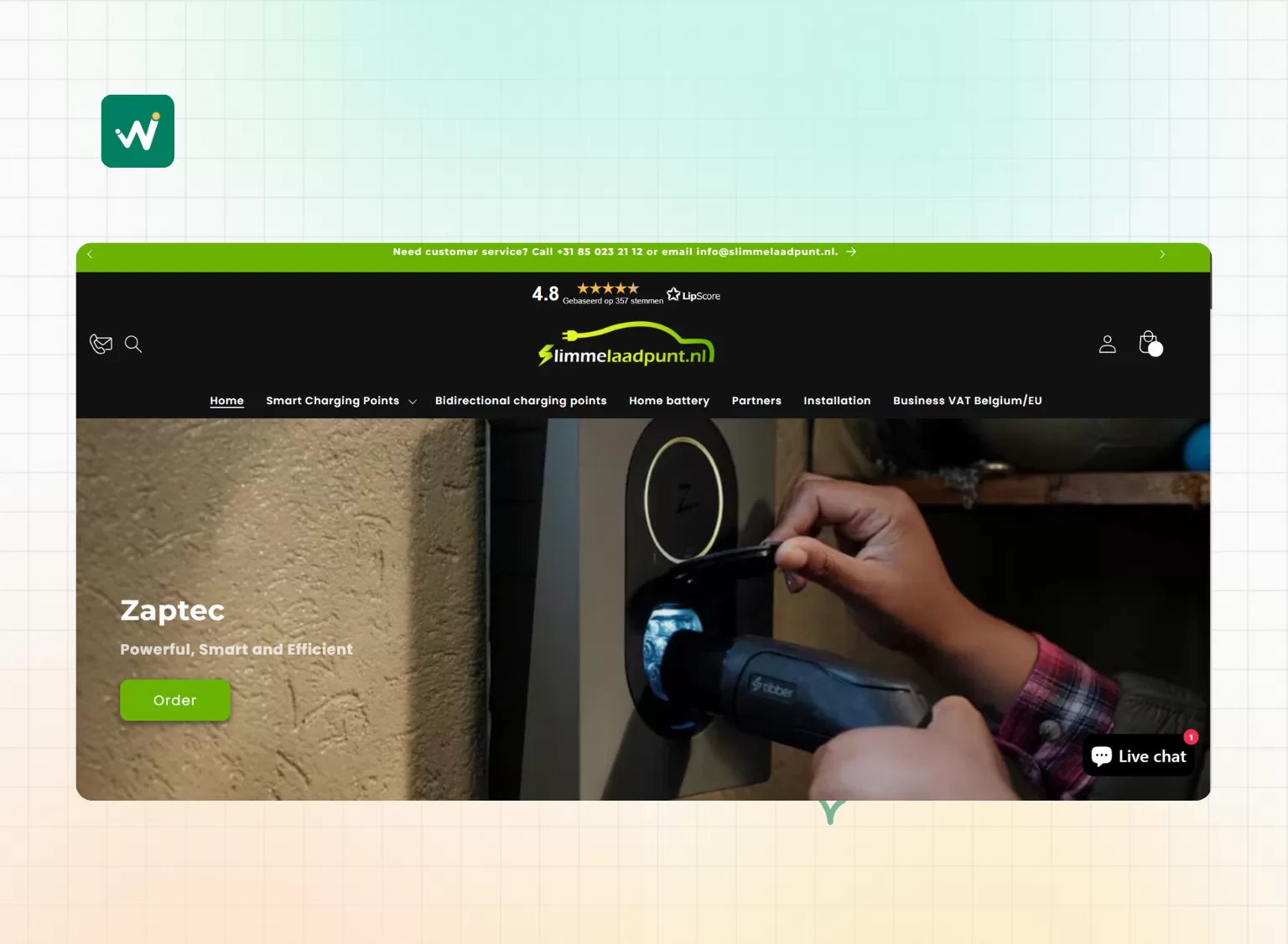 Slimmelaadpunt.nl checkout page showing pricing and VAT handling