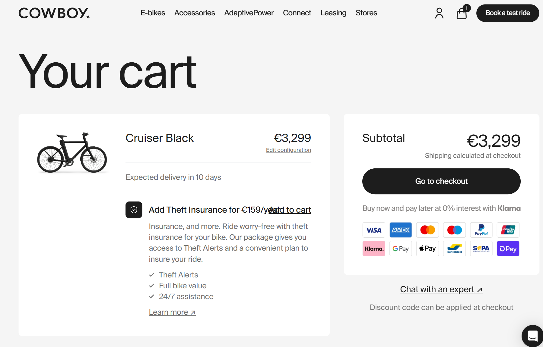 Full cart page example