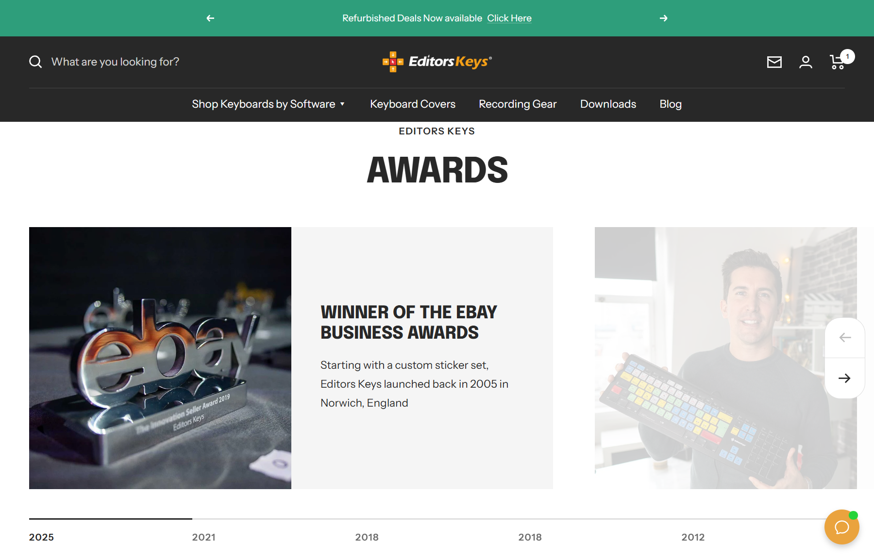 Awards section of EditorsKeys
