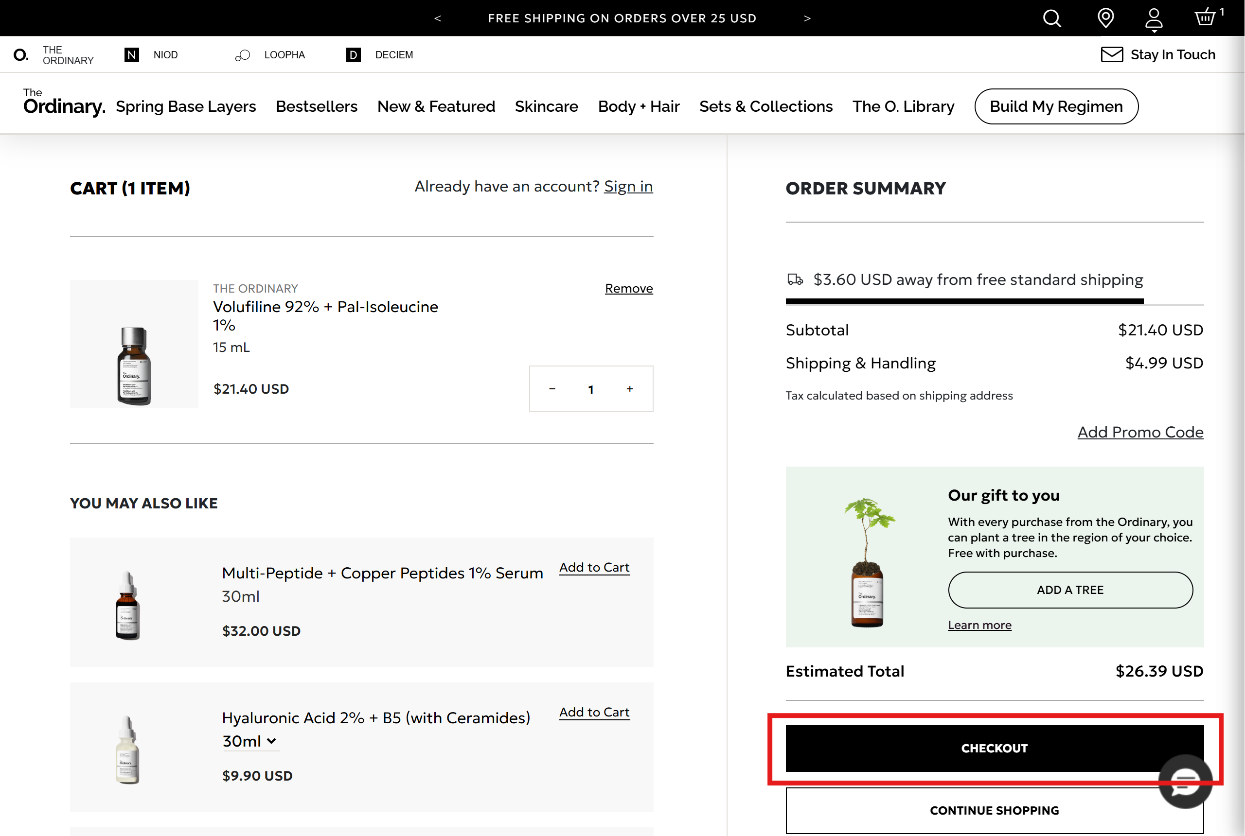 "Checkout" button should be easy to notice.
