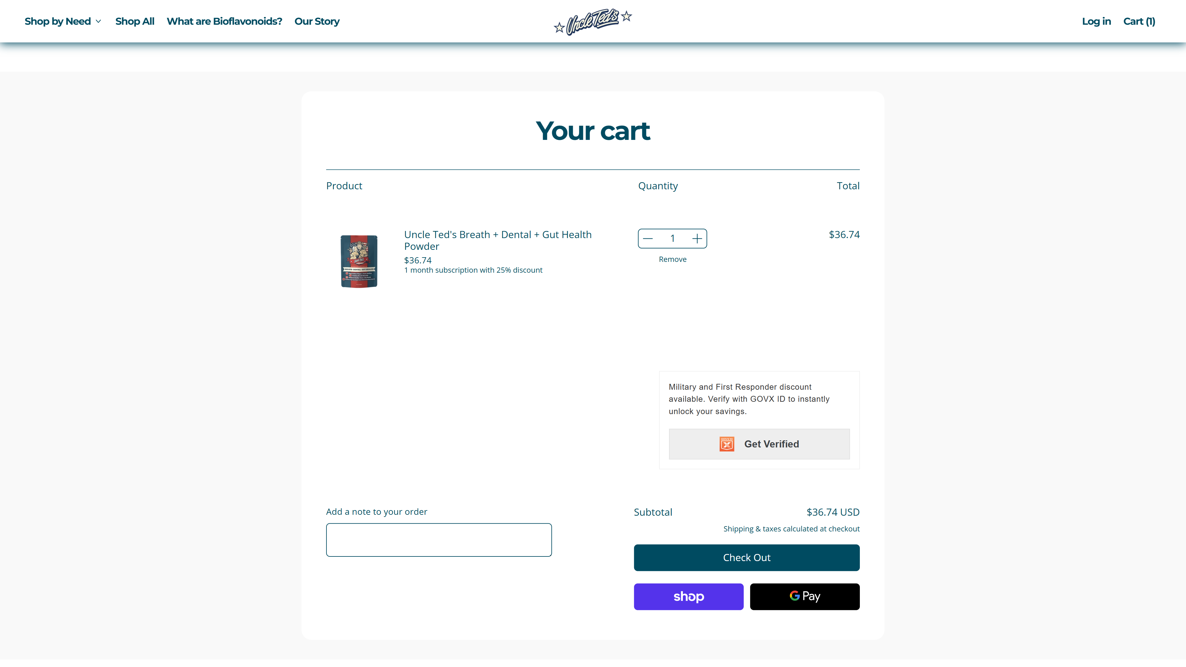 The traditional cart page from a Shopify store
