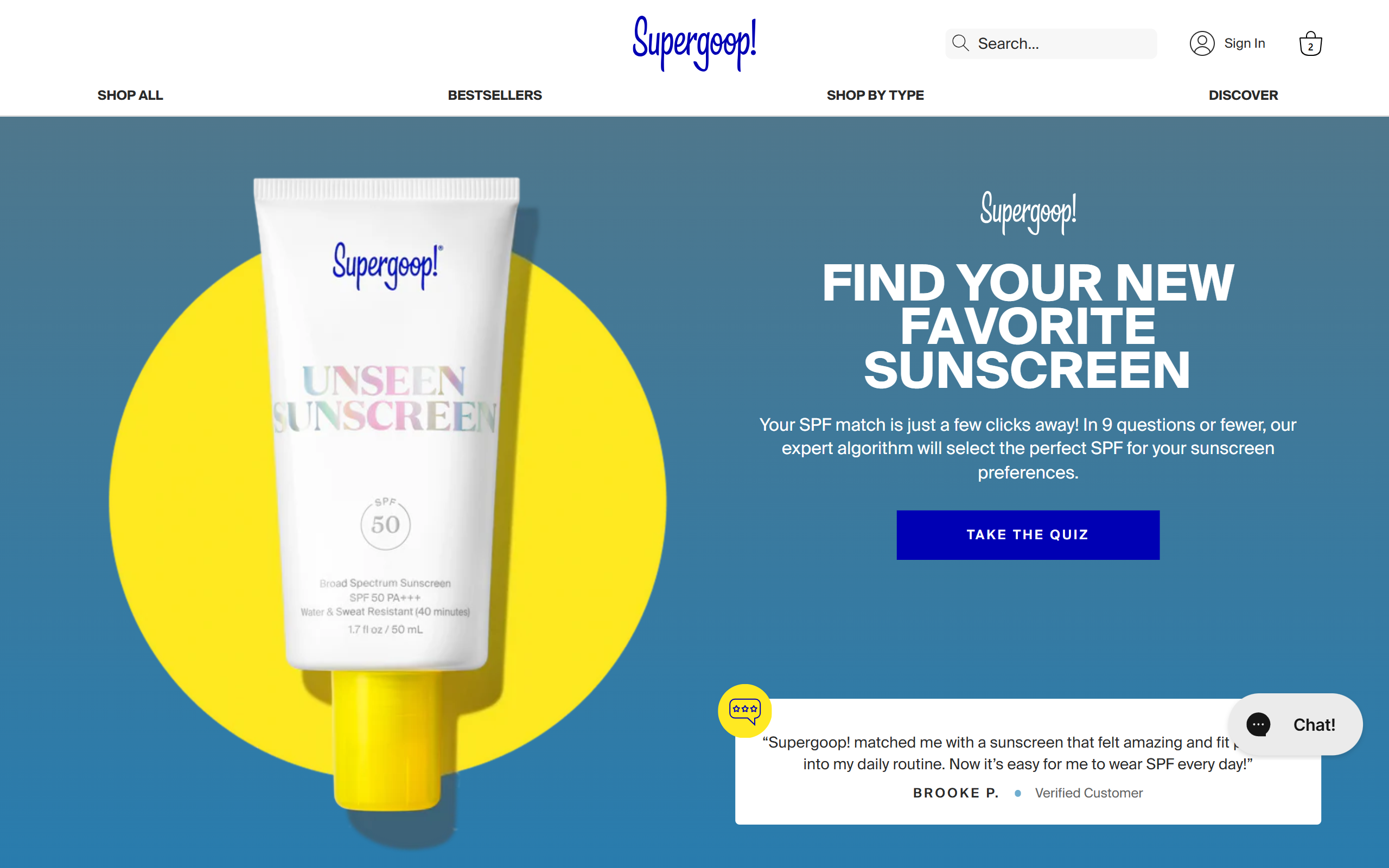Take the Supergoop! quiz to discover your perfect sunscreen