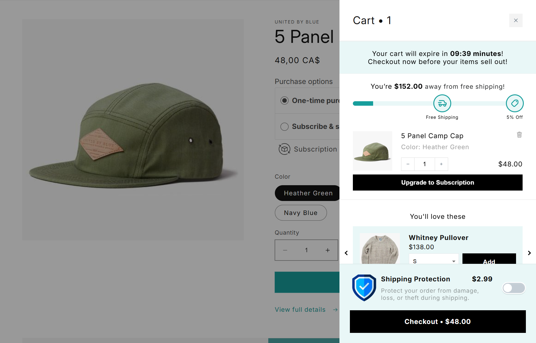 Cart drawer feature by UpCart