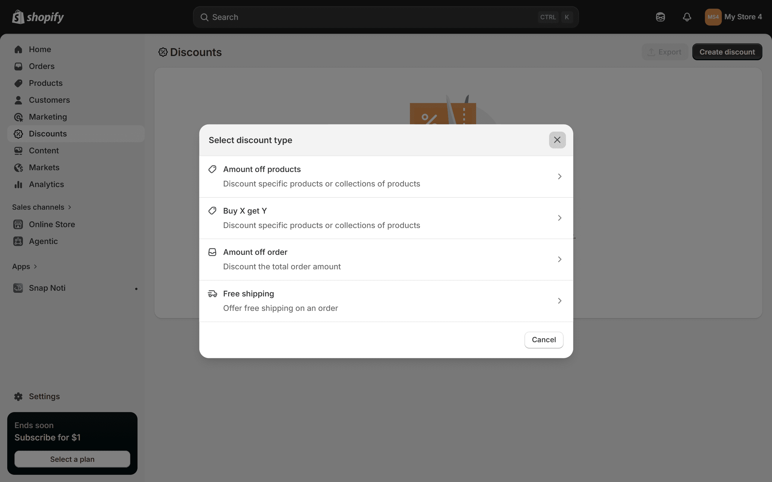 Shopify discounts are always available on your Shopify Admin.