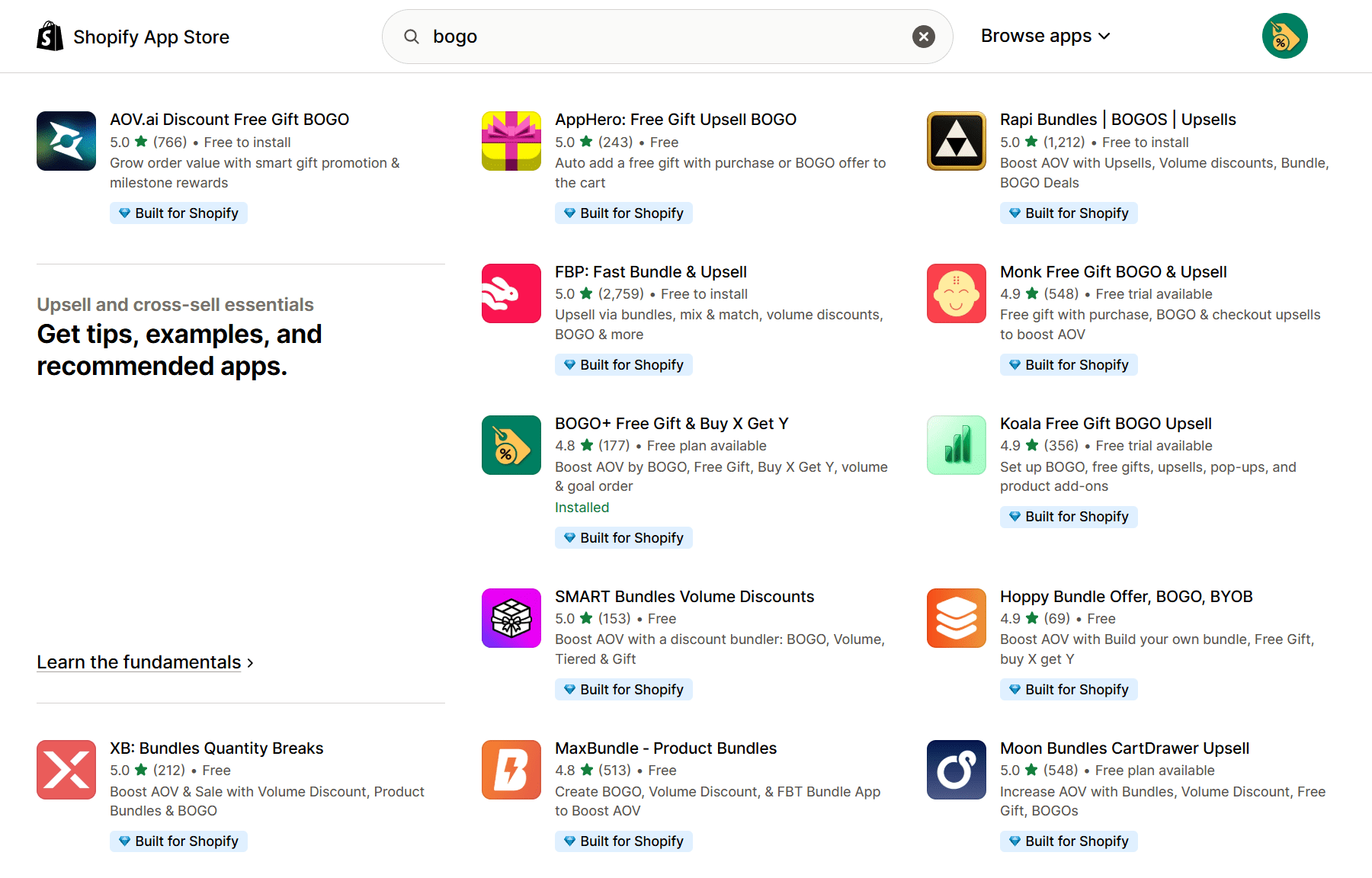 Apps.shopify.com Bogo