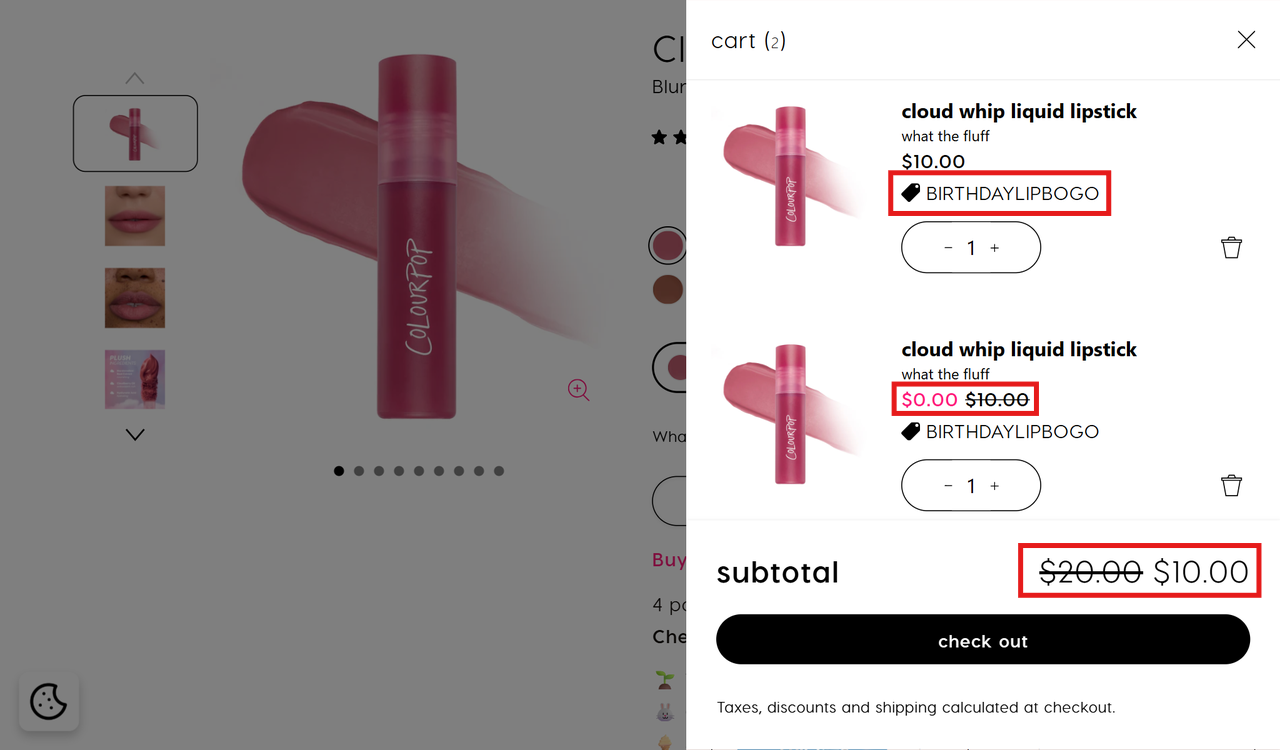 Buy one lipstick and receive another one free.