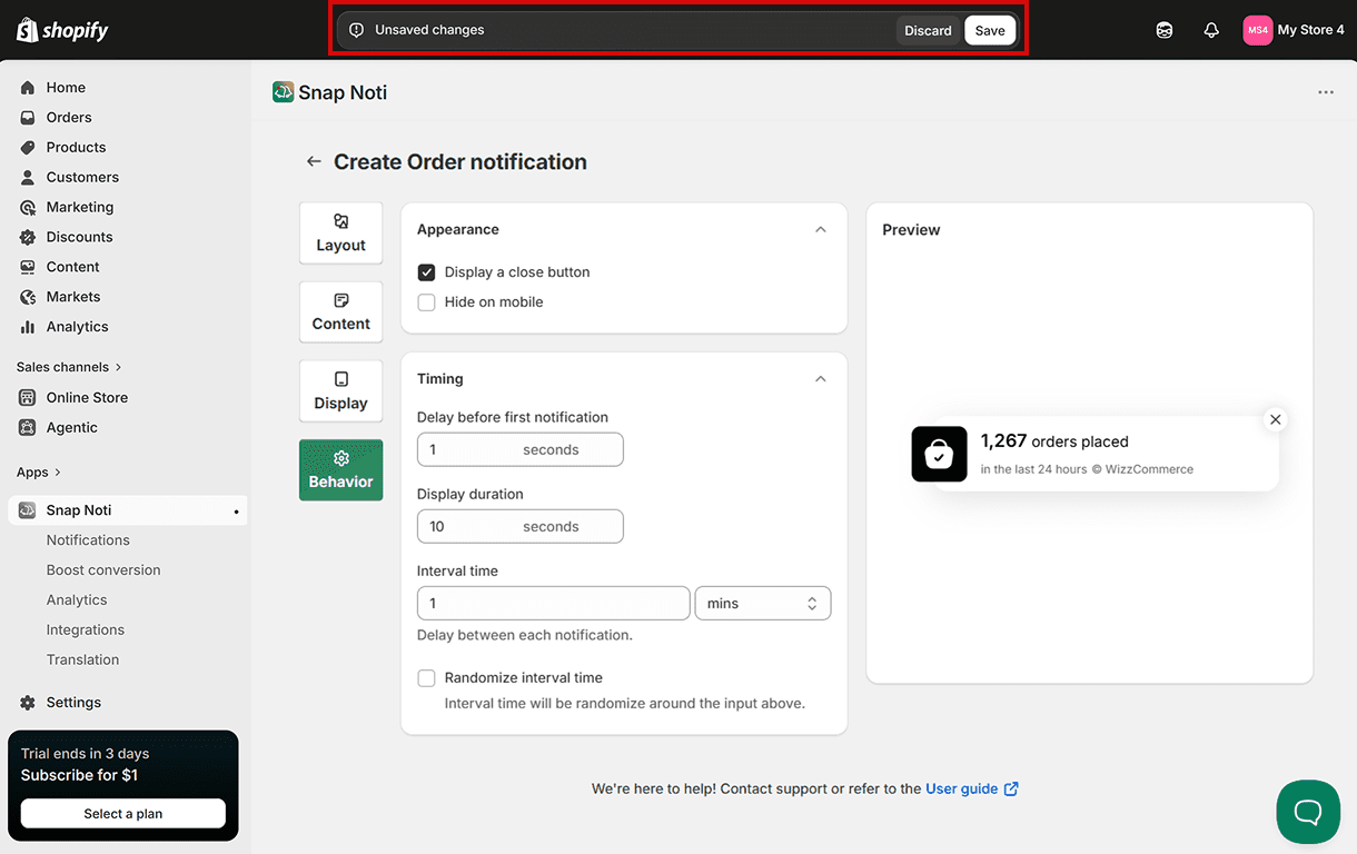 Choose Save to apply the changes or Discard to cancel.
