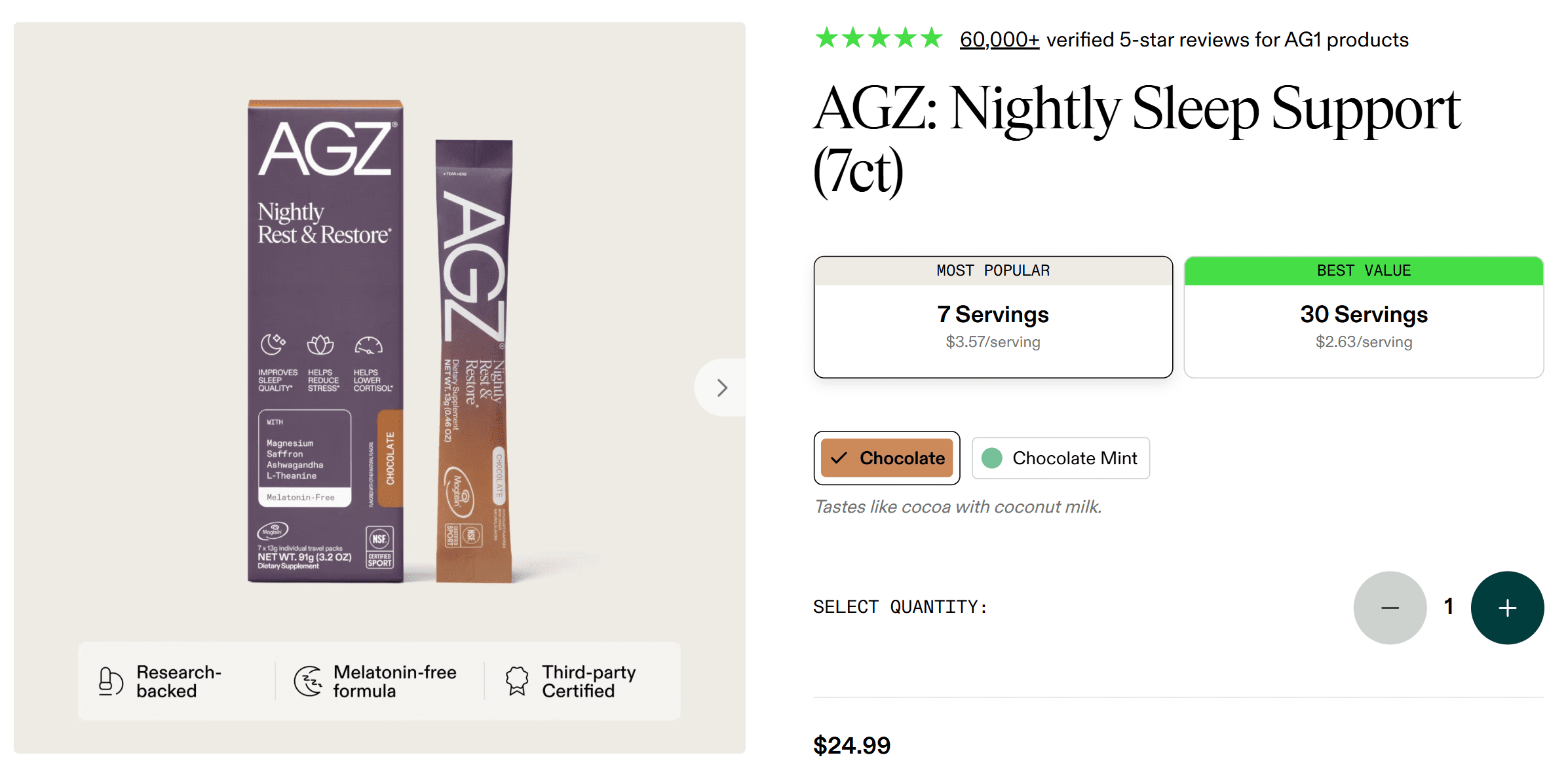 AG1 offers very clear quantity pricing.