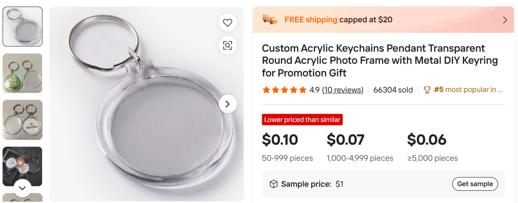 Wholesale buyers can choose different quantity tiers.