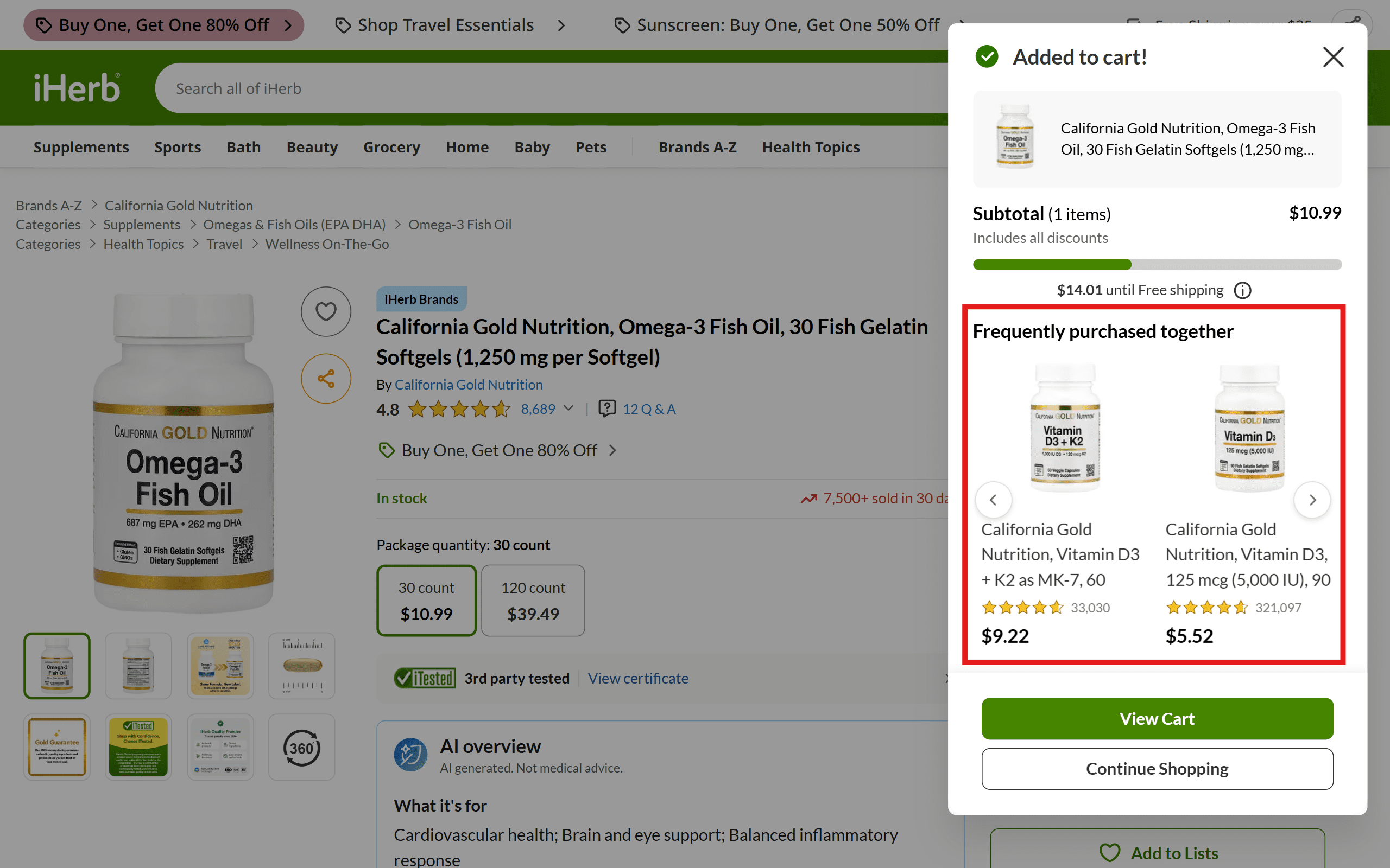 Use frequently bought together data to suggest complementary items.