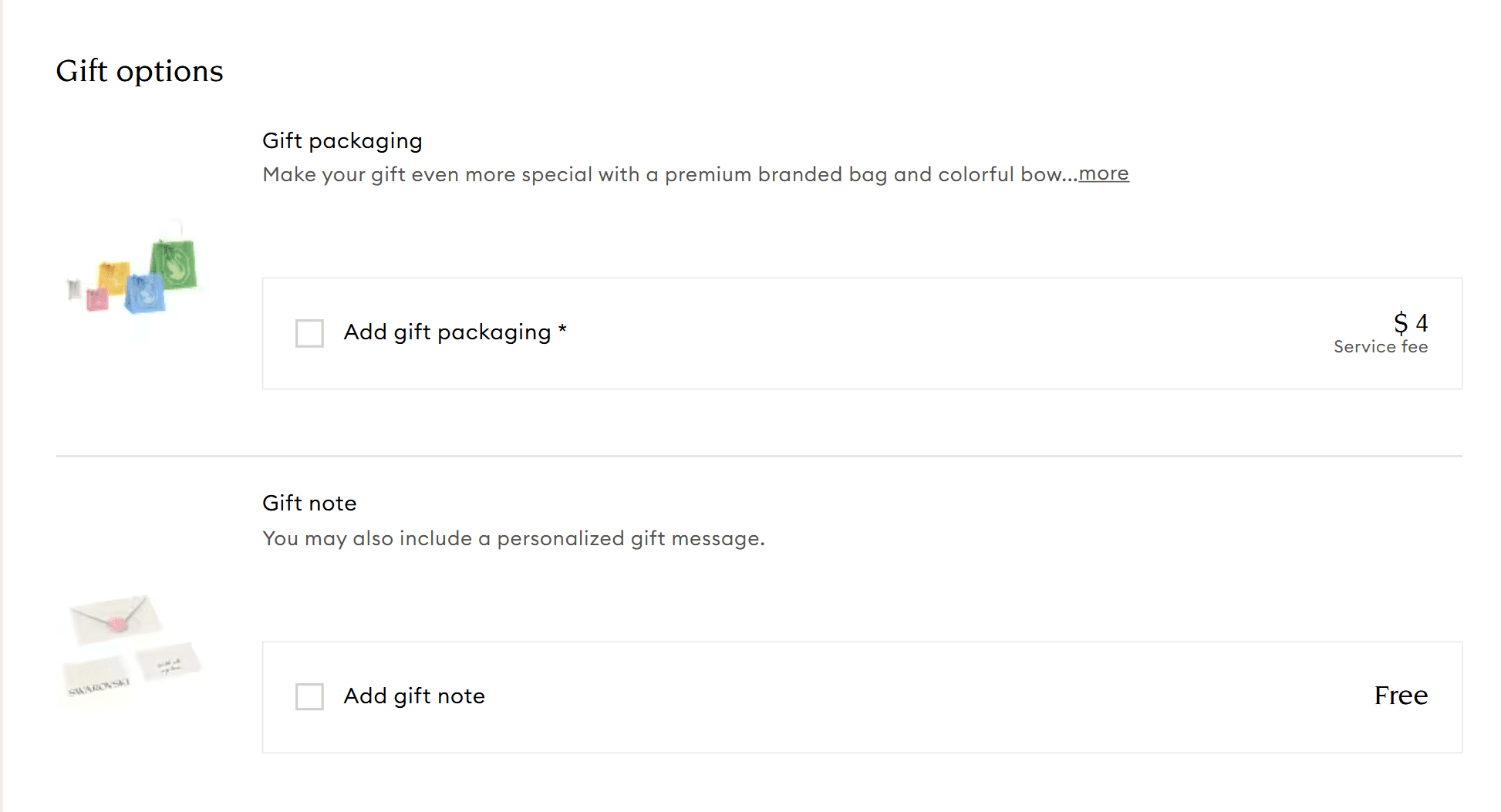 Gift options make the purchase become more meaningful.