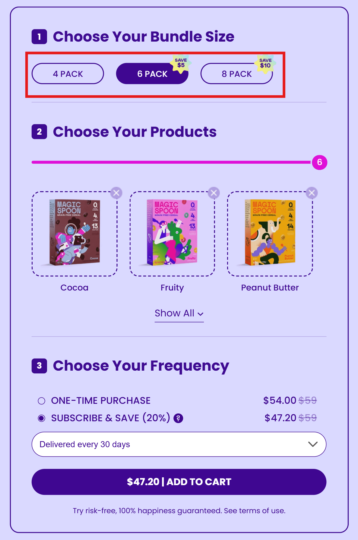 Buy 4 packs at regular price, 6 packs to save 5$, and 8 packs to get 10$ off.