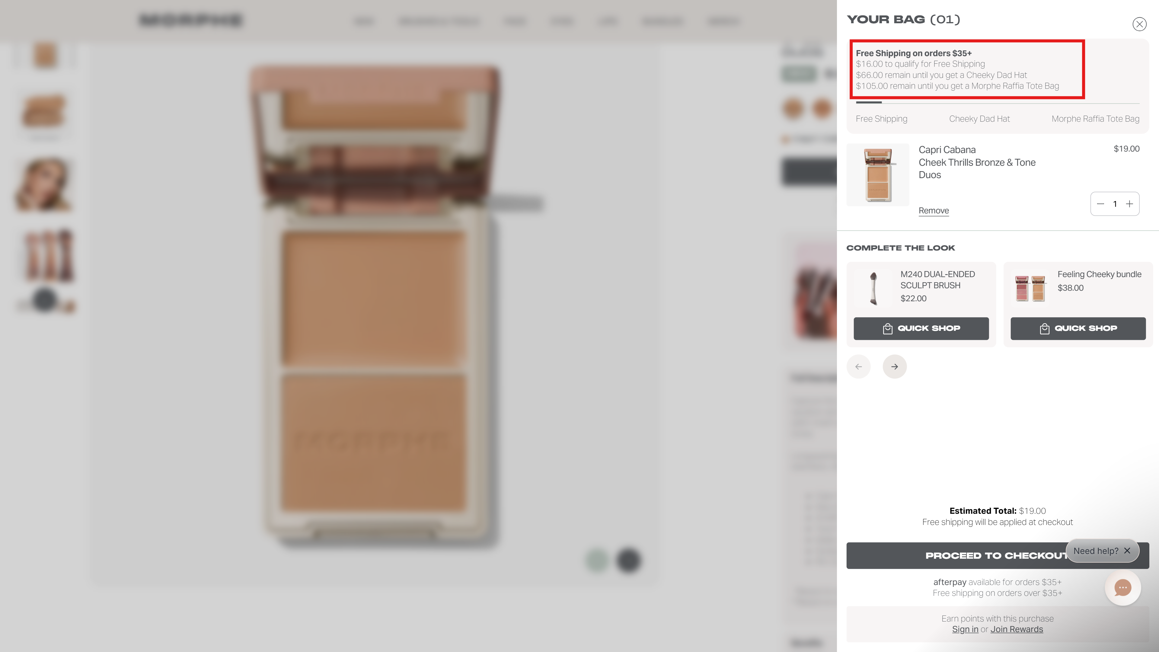 Reach the required spending thresholds to get free shipping, a hat or a tote bag.