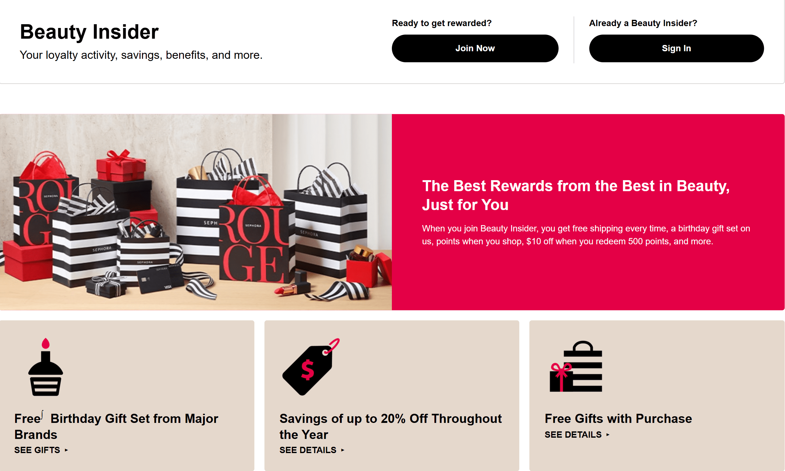 Join Sephora Beauty Insider to unlock member exclusive perks.
