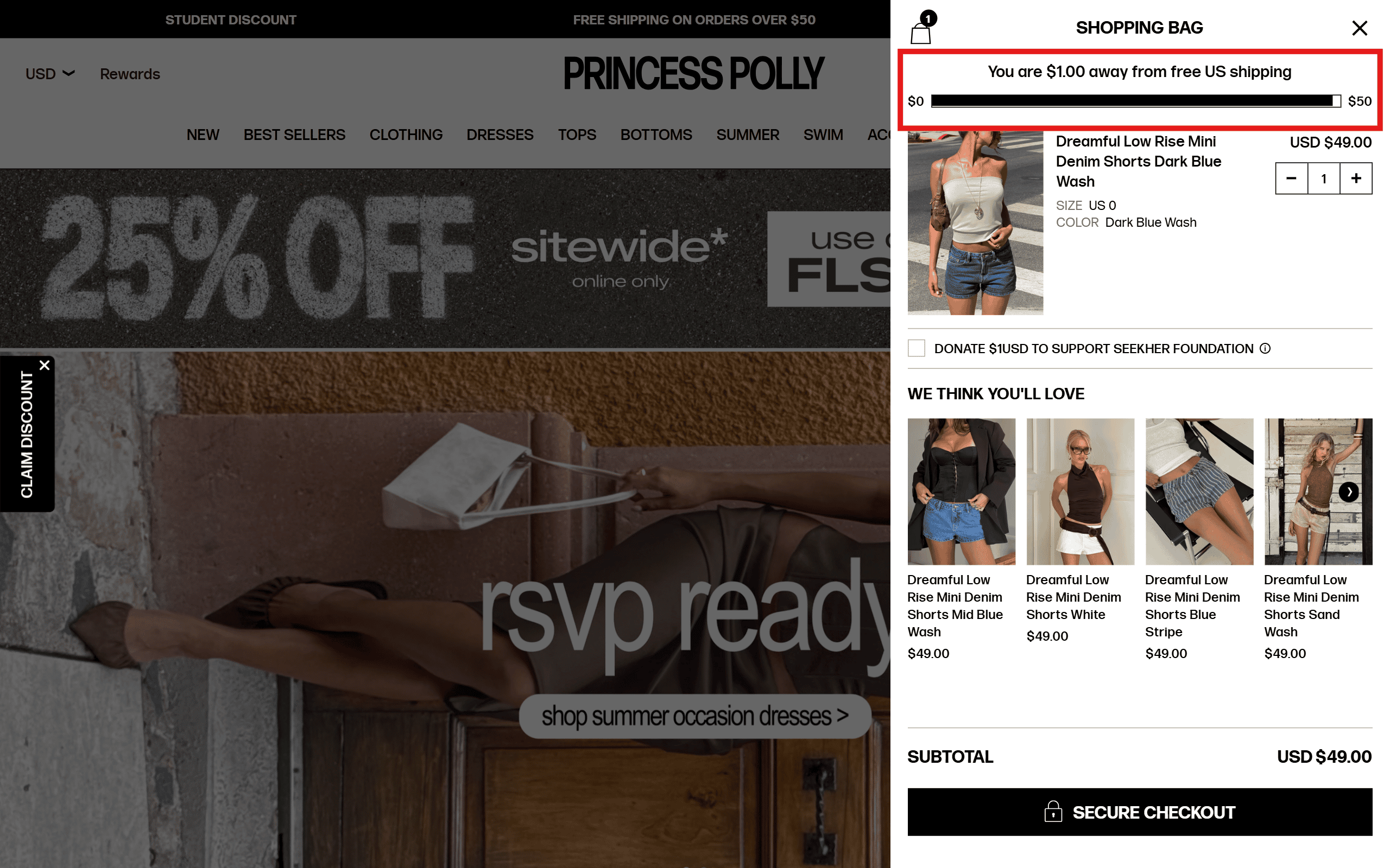 Offer free shipping as an incentive for reaching cart spending conditions.