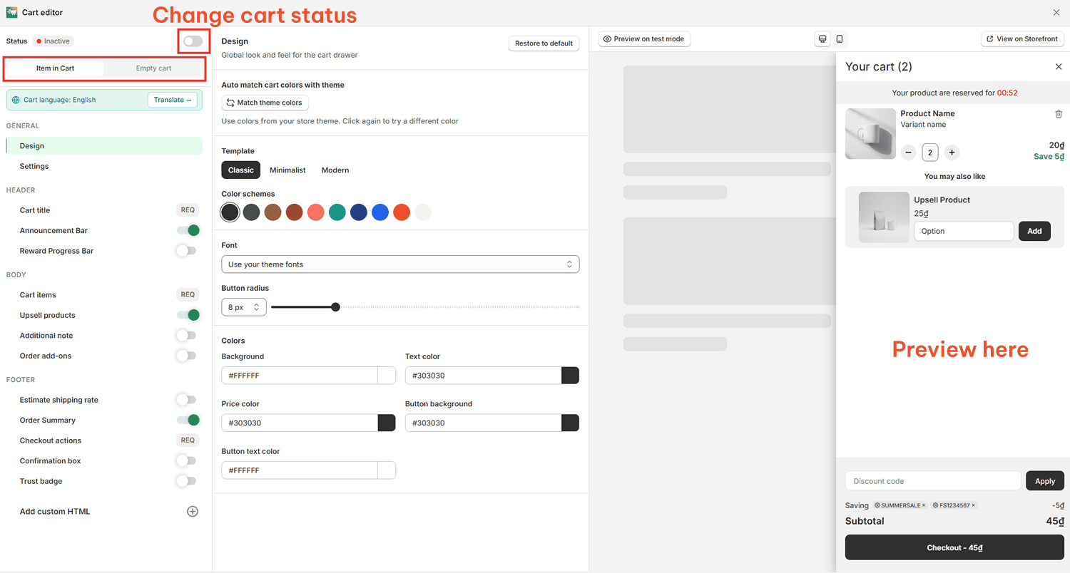 Initial setup and preview.