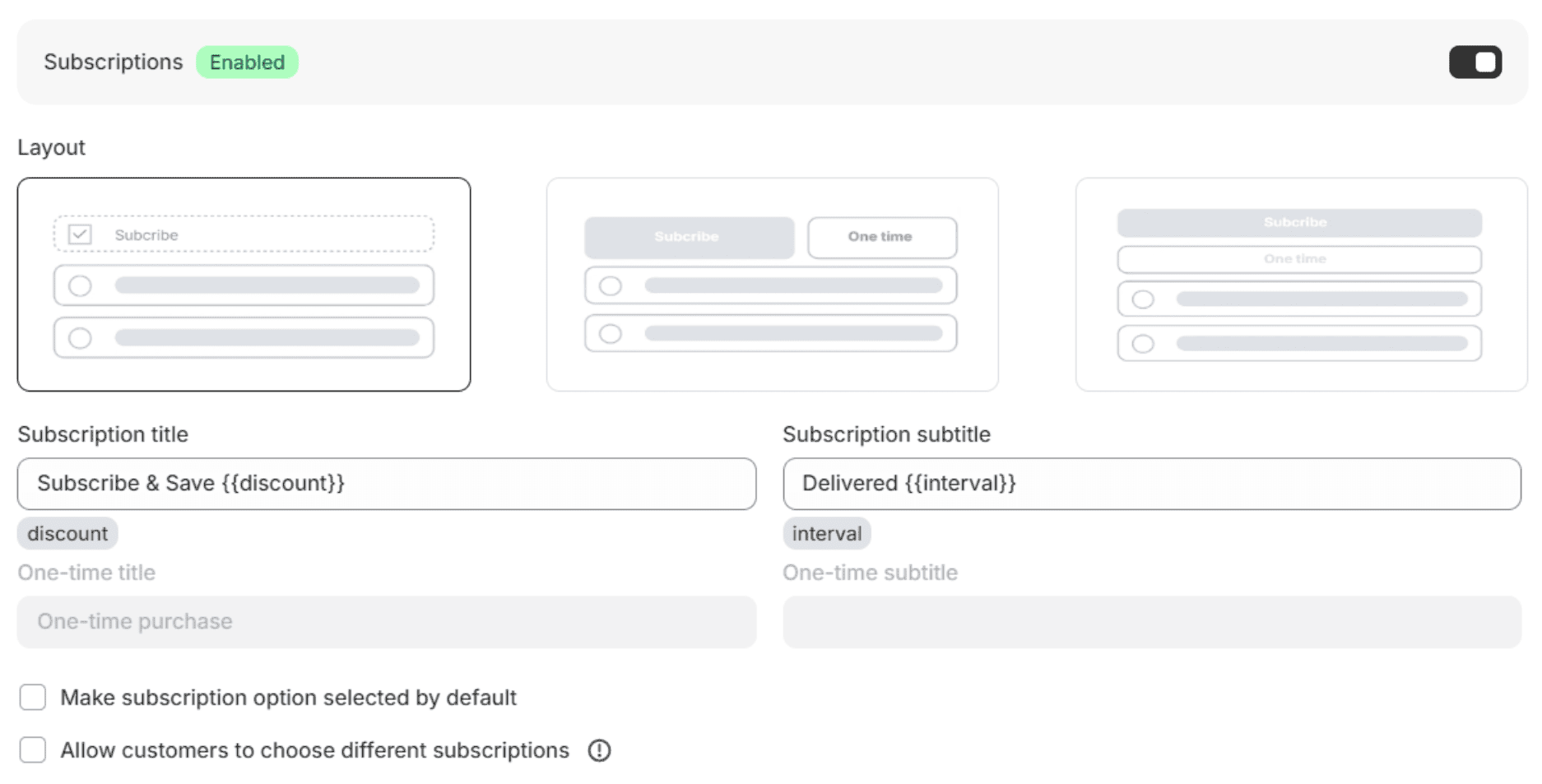 Set subscriptions.