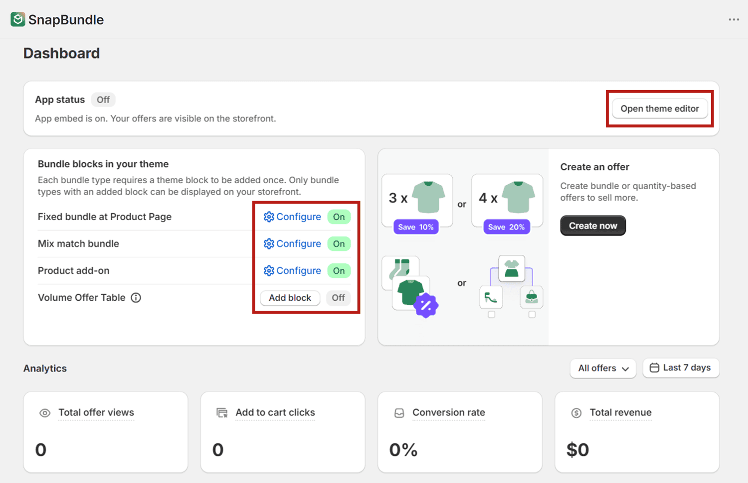 Turn on the App Embed and add bundle blocks.